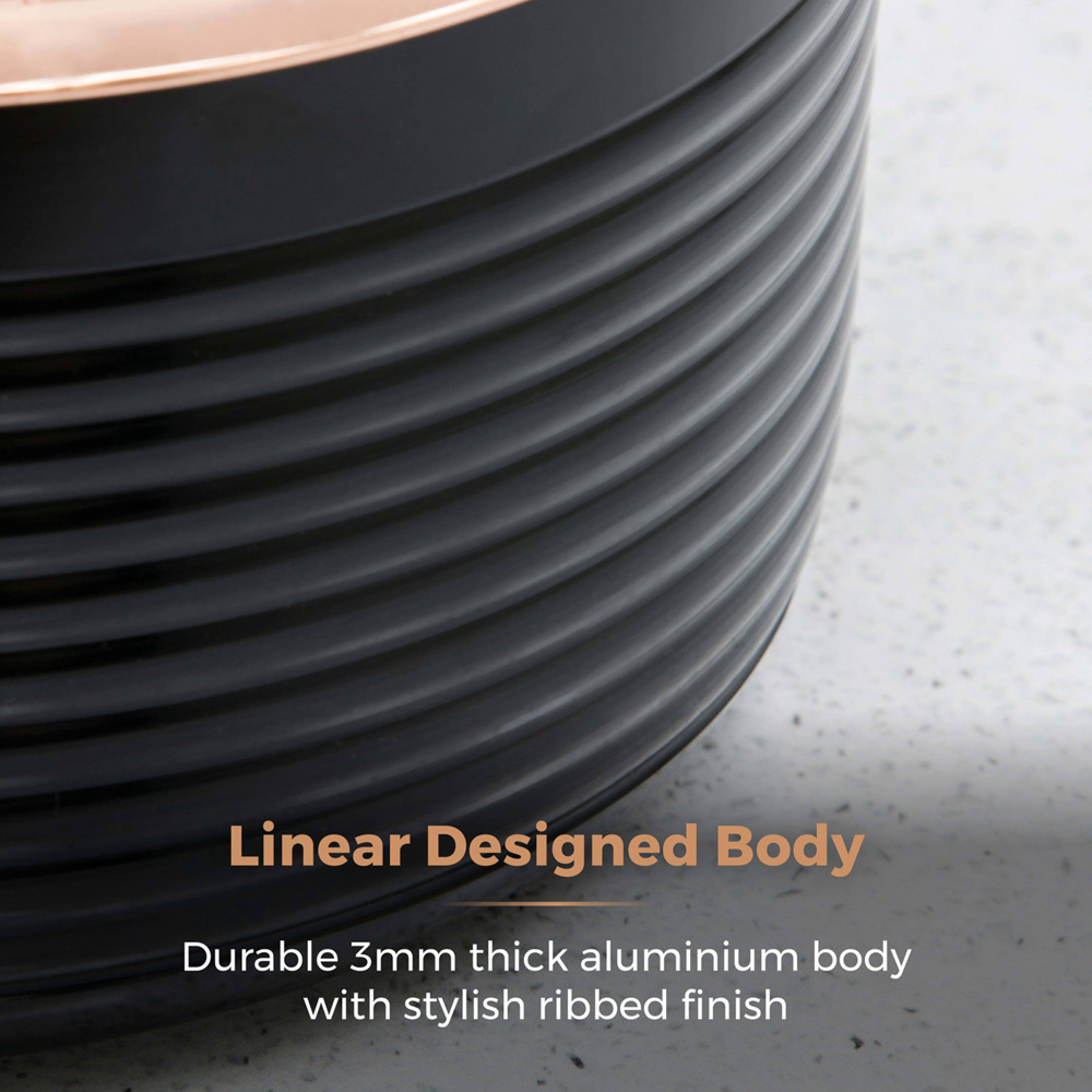Tower Linear 3 Piece Black and Rose Gold Aluminium Non-Stick Saucepan Set Image 5