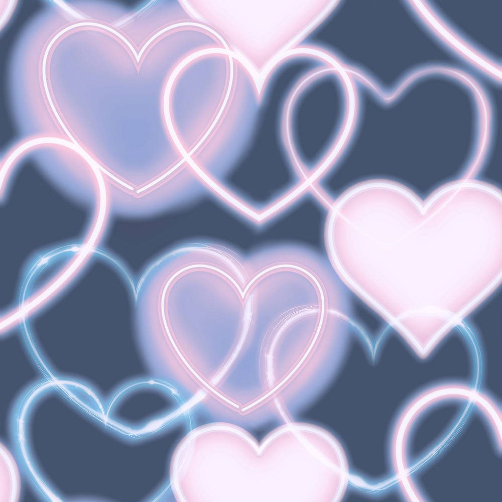 Arthouse Neon Heart Wall Navy and Pink Wallpaper Image 1
