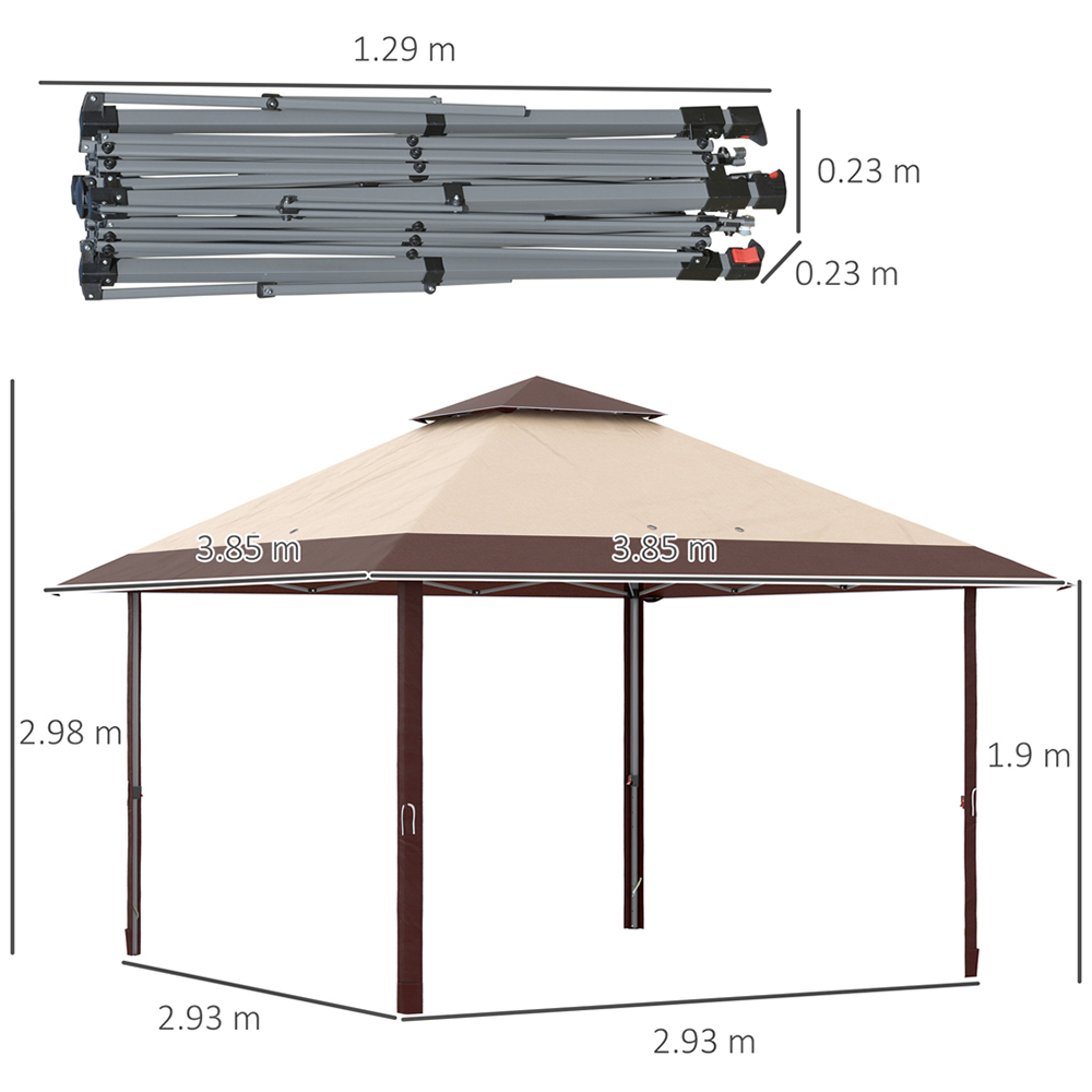 Outsunny 4 x 4m Coffee Outdoor Pop Up Gazebo Image 6