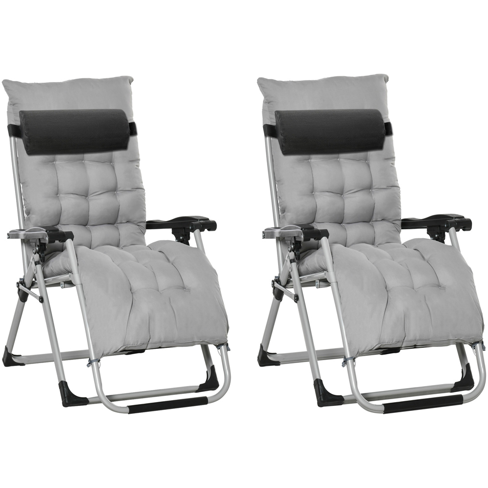 Outsunny Set of 2 Light Grey Zero Gravity Folding Recliner Chair Image 2