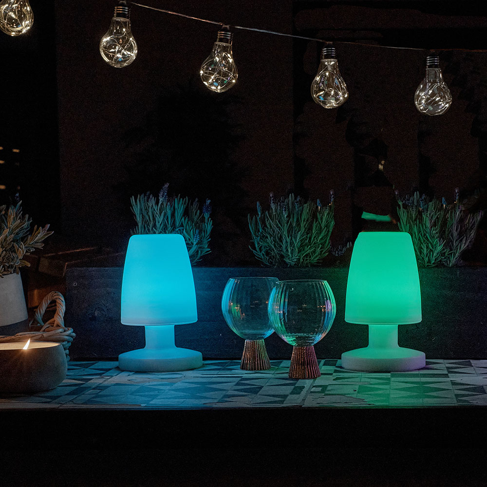 ValueLights Doji 2 Pack White Mushroom Table Lantern Image 2