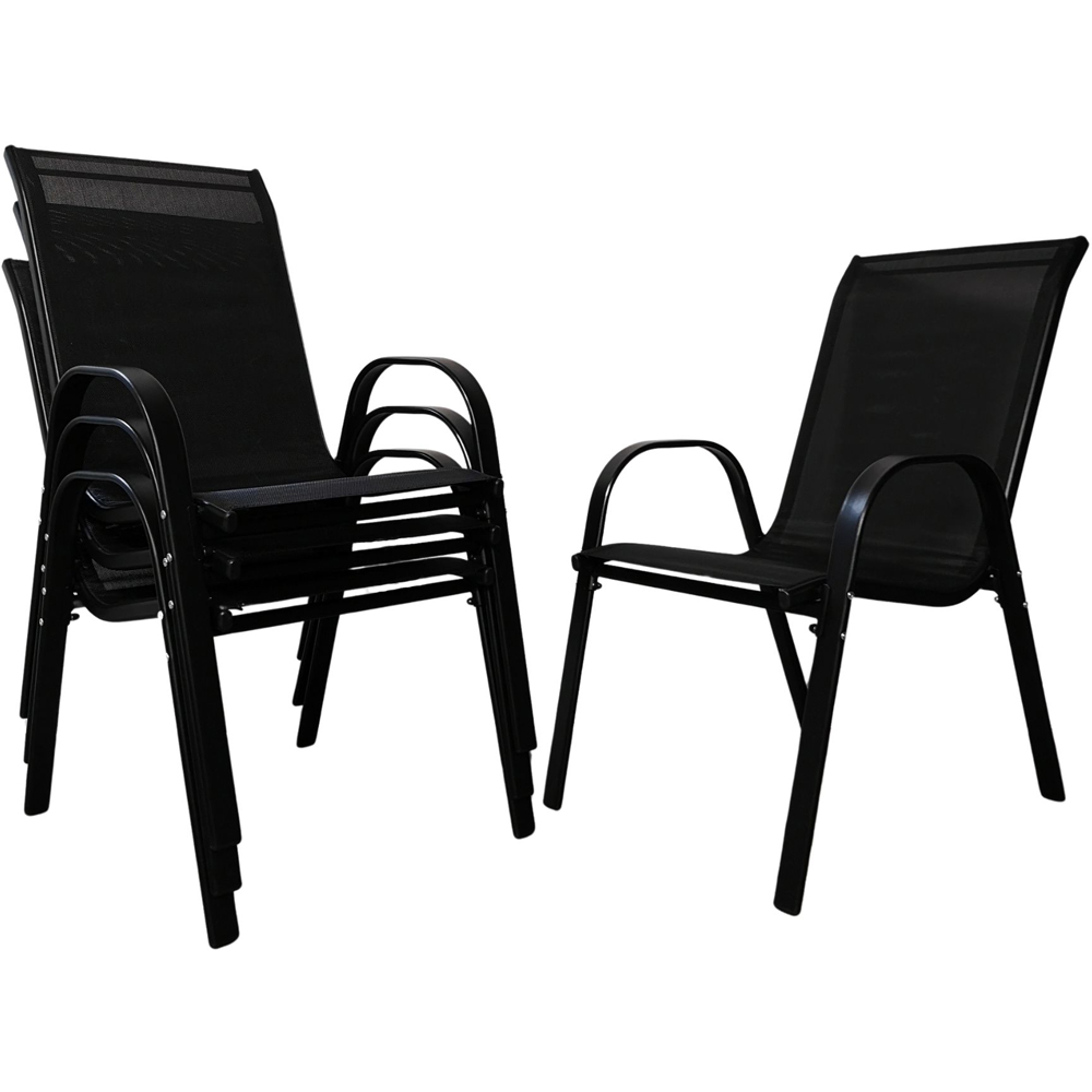 Samuel Alexander Set of 4 Black Textilene Garden Chair Image 2