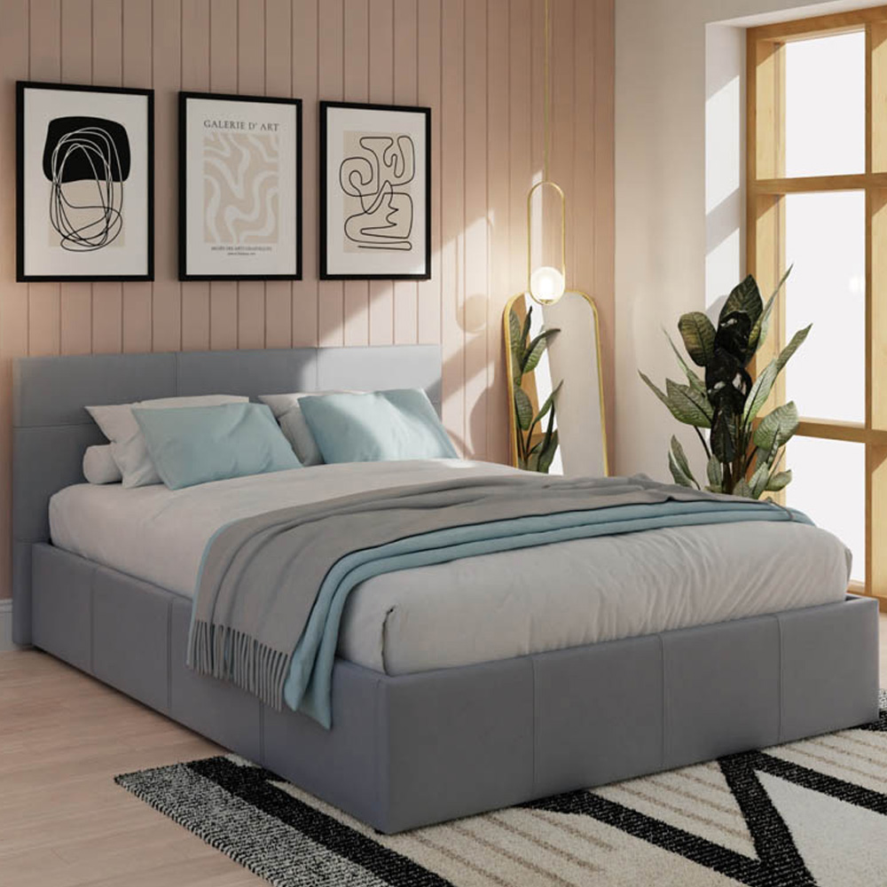 GFW Double Grey End Lift Ottoman Bed Image 1