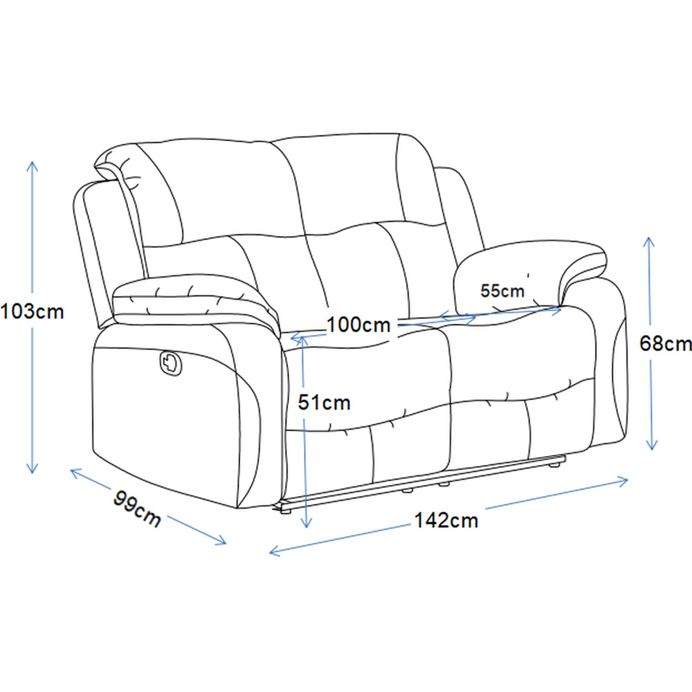 Milano 2 Seater Charcoal Fabric Manual Recliner Sofa Image 9