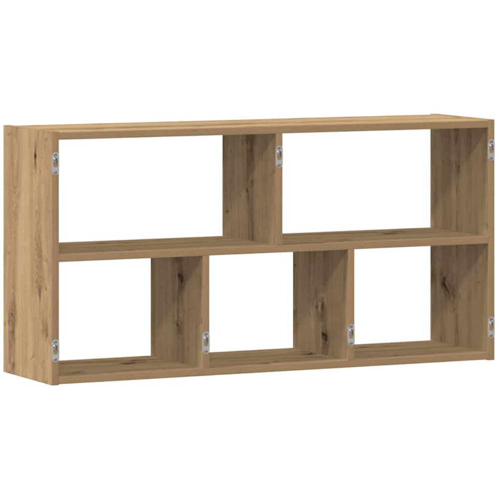 vidaXL 5 Shelf Artesian Oak Floating Wall Shelf Image 5
