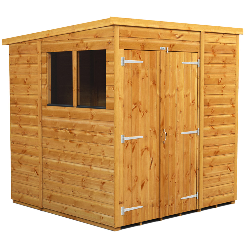 Power Sheds 6 x 6ft Double Door Pent Wooden Shed with Window Image 1