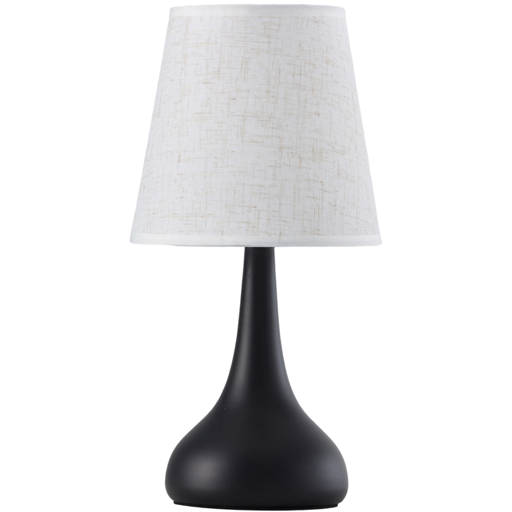 Living and Home Small Black and Ivory Linen Shade Iron Base E27 Table Lamp Image 1