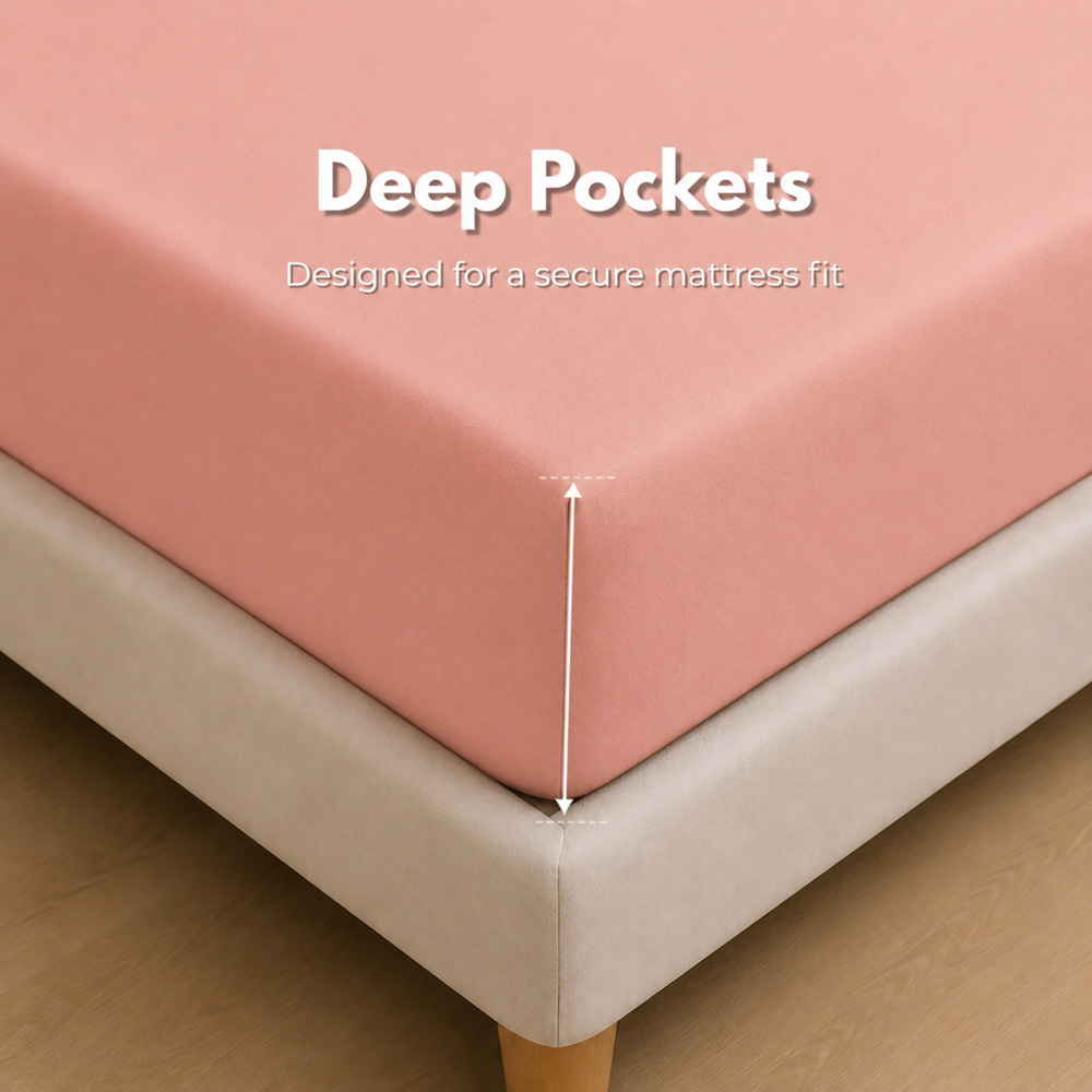 MHG Living Small Single Blush 30cm Deep Pocket Fitted Sheet Image 3