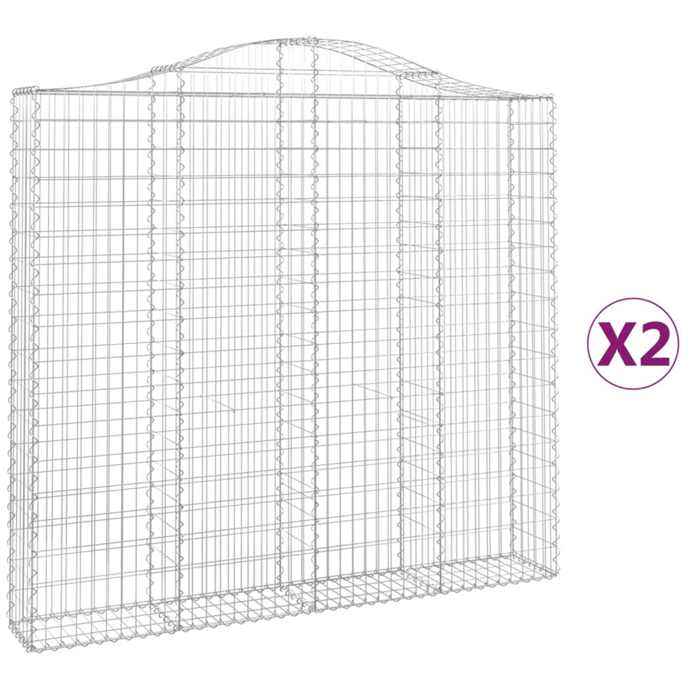 vidaXL Silver Galvanised Iron Gabion Basket 200 x 30 x 180/200cm 2 Pack Image 4