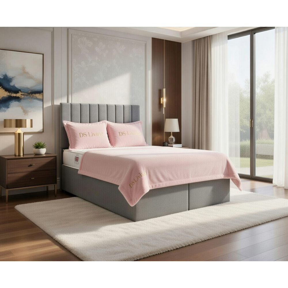 DS Living Aria King Size Silver Plush Ottoman Bed Image 5