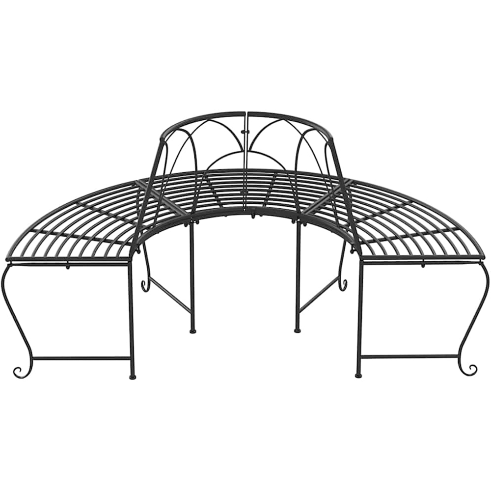 vidaXL 2 Piece Black Metal Decorative Half Round Circular Tree Bench Image 5