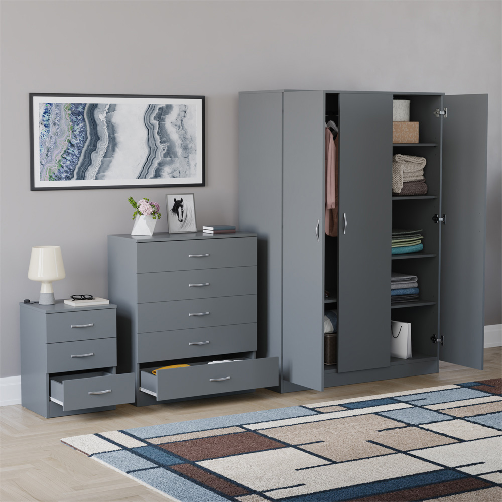 VIDA DESIGNS Riano Grey 3 Piece Bedroom Furniture Set Image 5