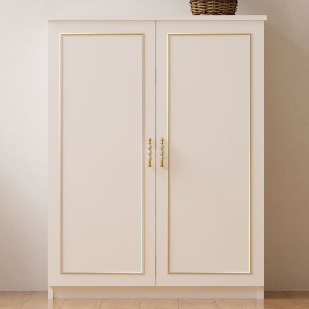 Evu MARIE 2 Door Gold and White Shoe Cabinet Image 1