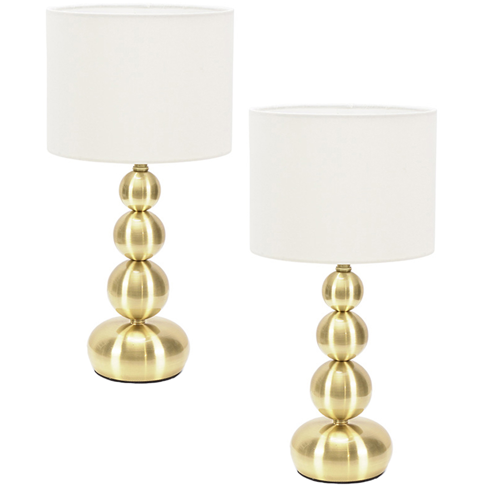 ValueLights Marissa 2 Pack Gold Stacked Ball Touch LED Table Lamp Image 1