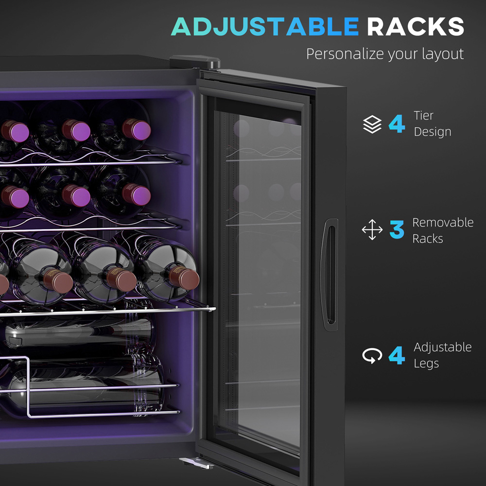 HOMCOM 800-280V70BK 16 Bottle Black Wine Cooler Image 6