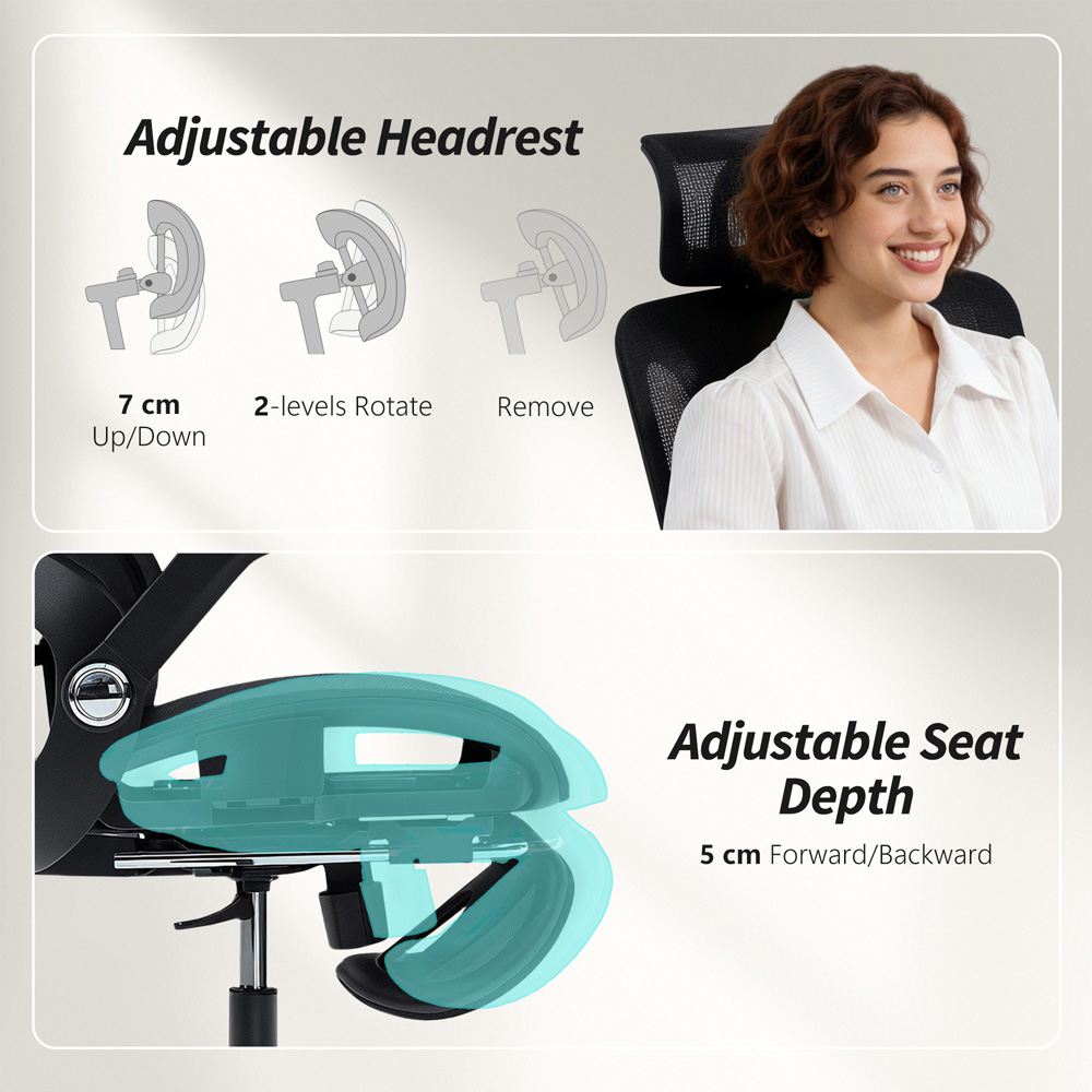 Portland Black Mesh Ergonomic Office Chair with Lumbar Support and 4D Armrests Image 6
