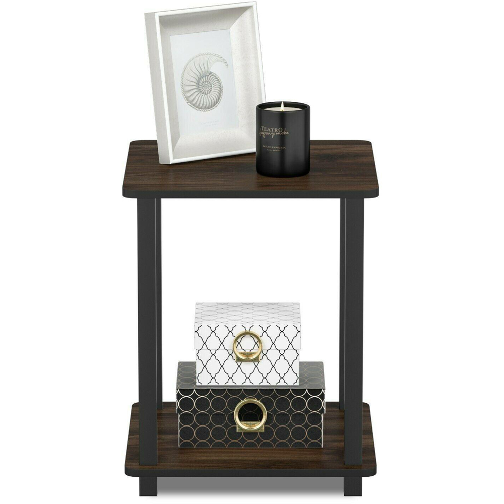 Walplus Simplistic Columbia Walnut and Black End Table Set of 2 Image 5