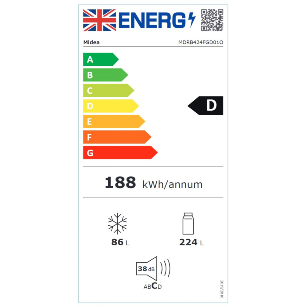 Midea MDRB424FGD01O White Total No Frost 310L Combi Fridge Freezer Image 9