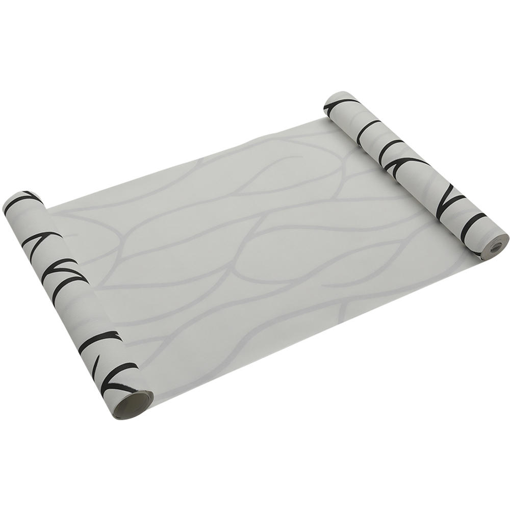 Living and Home Abstract Line Pattern White and Black Non Woven Wallpaper Image 5