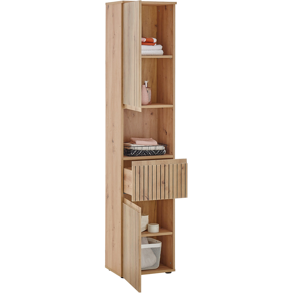 Julian Bowen Austin Single Shelf Single Drawer 2 Door Tall Cabinet Image 3