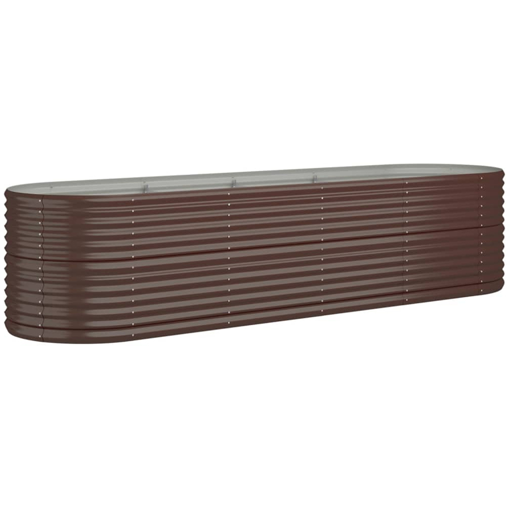 vidaXL Brown Galvanised Steel Oval Garden Raised Bed 296 x 80 x 68cm Image 1