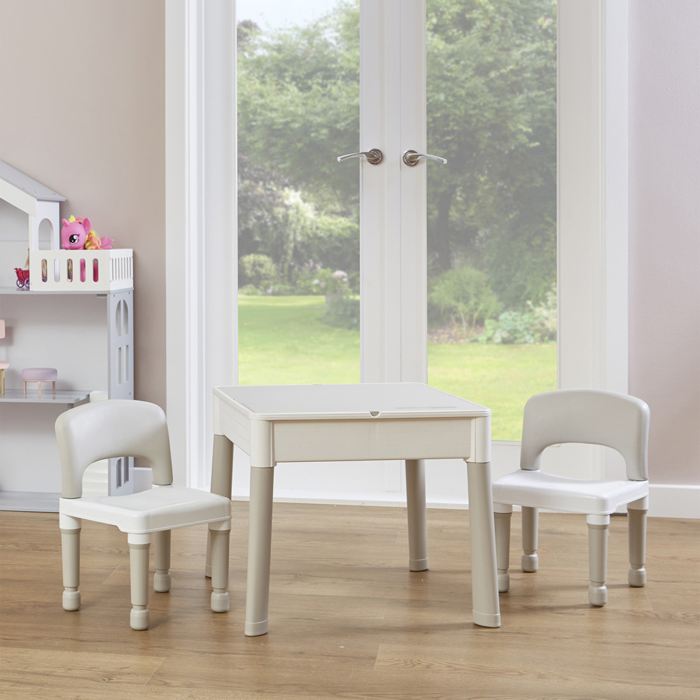 Liberty House Toys Kids 5-in-1 Grey and White Activity Table and 2 Chairs Set Image 8