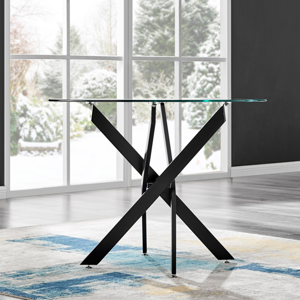 Furniturebox Arona Solara 4 Seater Round Dining Set Black Image 2