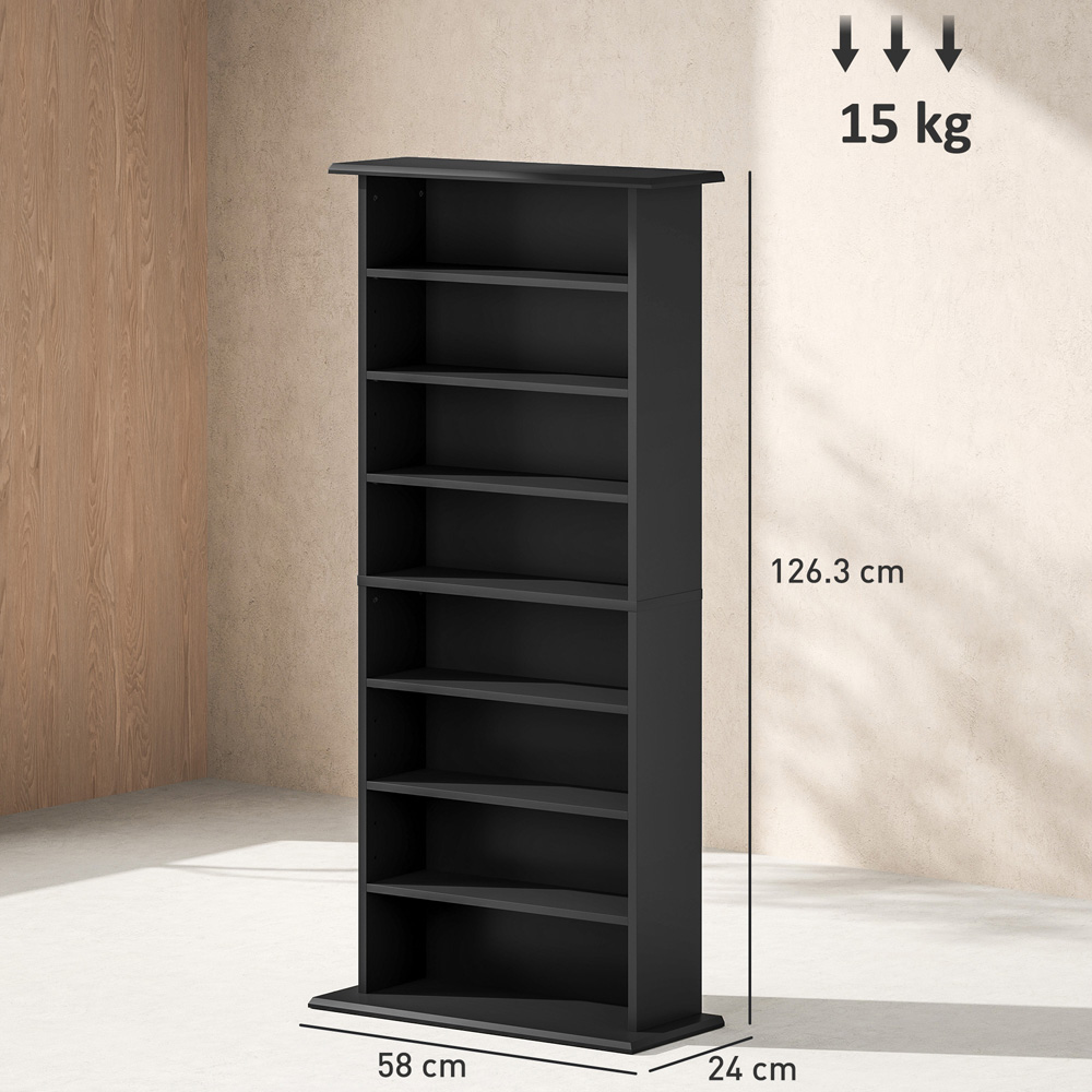 Portland 8 Shelf Black Media Storage Unit Image 9