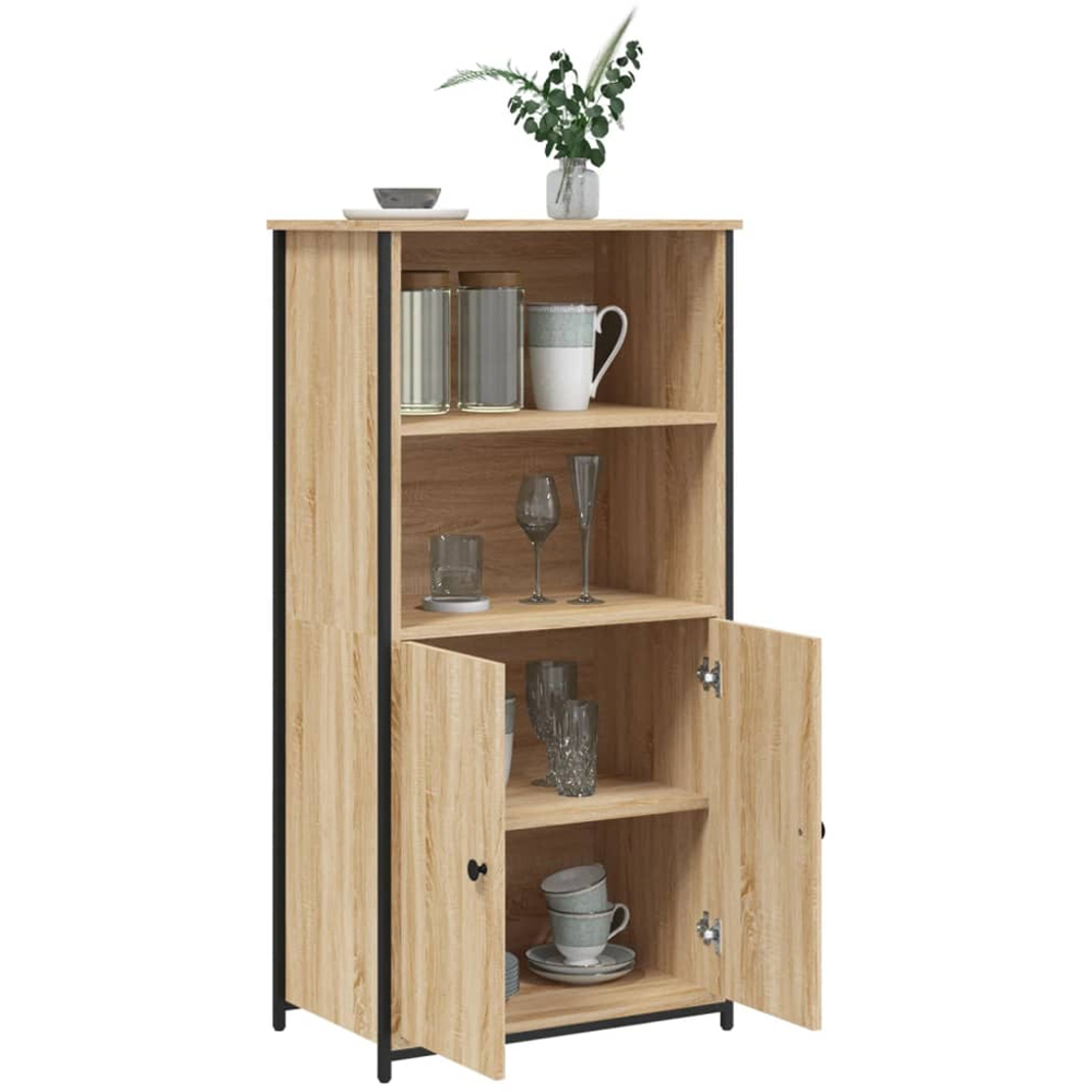 vidaXL 2 Door 2 Shelf Sonoma Oak Wood and Metal Highboard Image 4