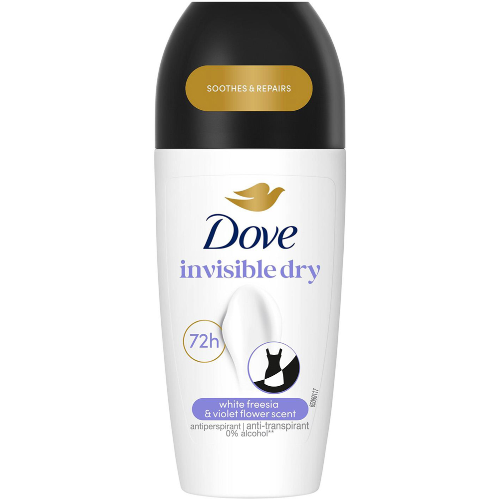 Dove Antiperspirant Advanced Care Invisible Dry 48H Roll On Deodorant 50ml 6 Pack Image 3