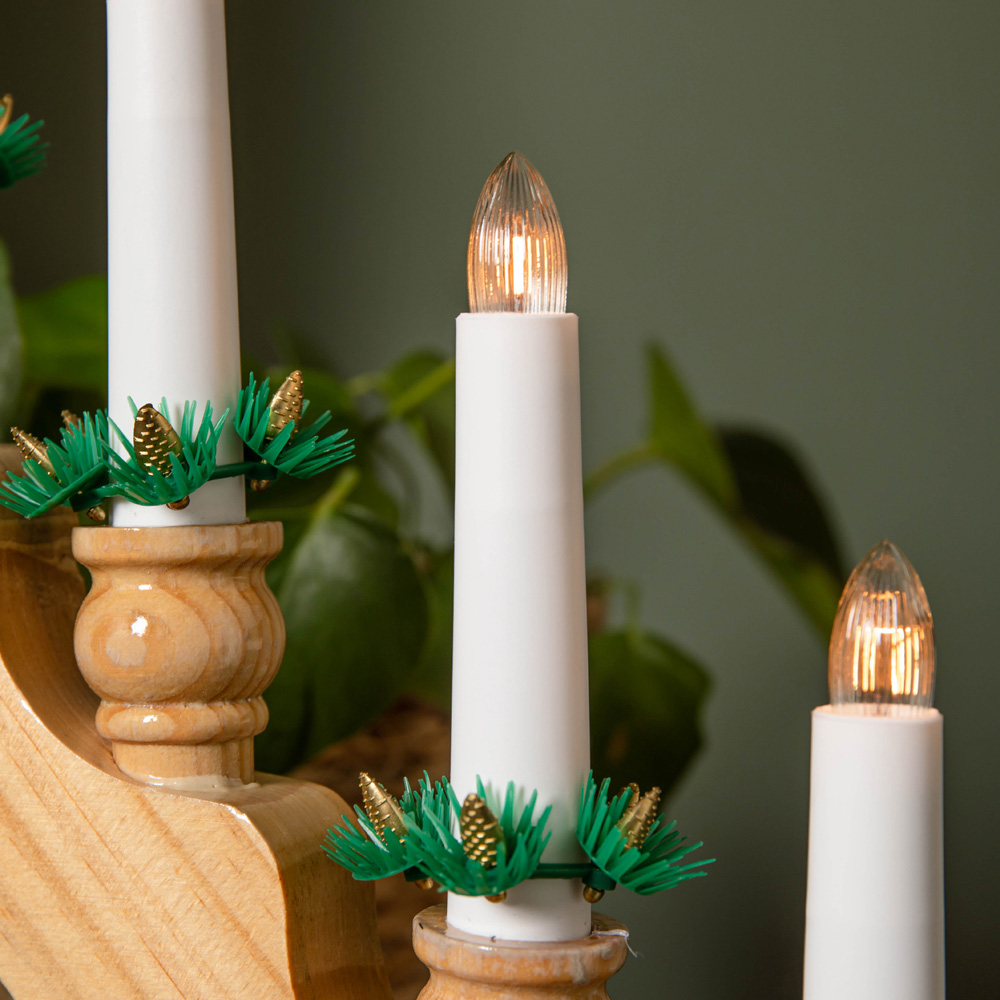 Samuel Alexander 7 Warm White LED Brown Wooden Christmas Candle Bridge 40cm Image 4