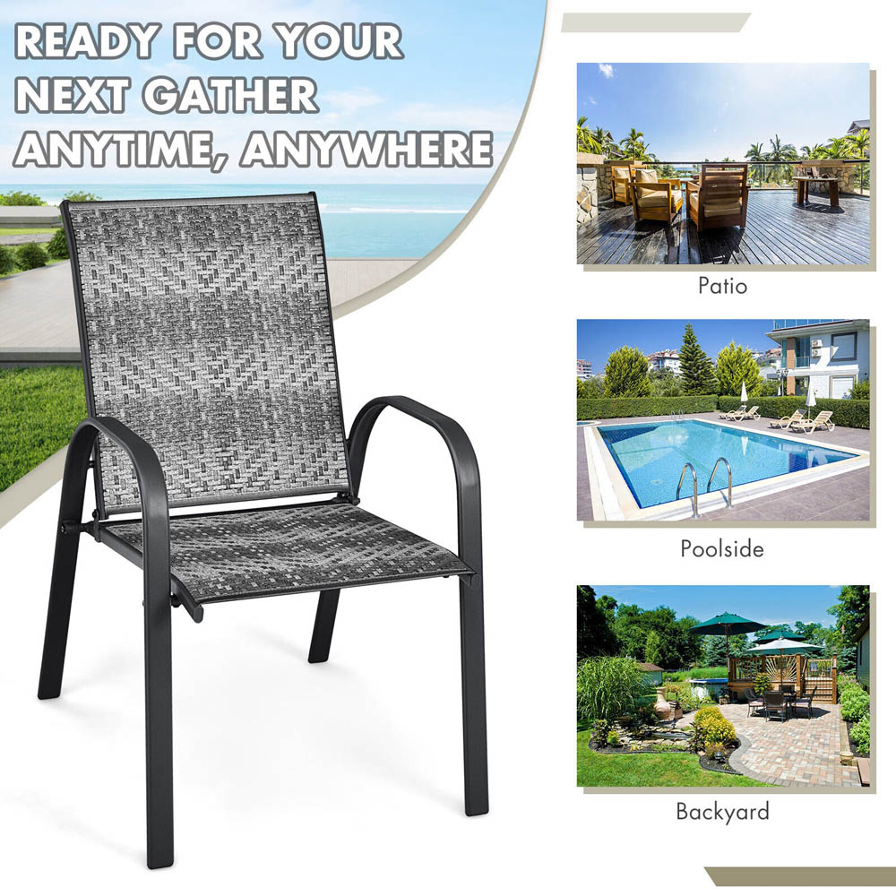Costway Set of 6 Grey Stackable Dining Chair Image 6
