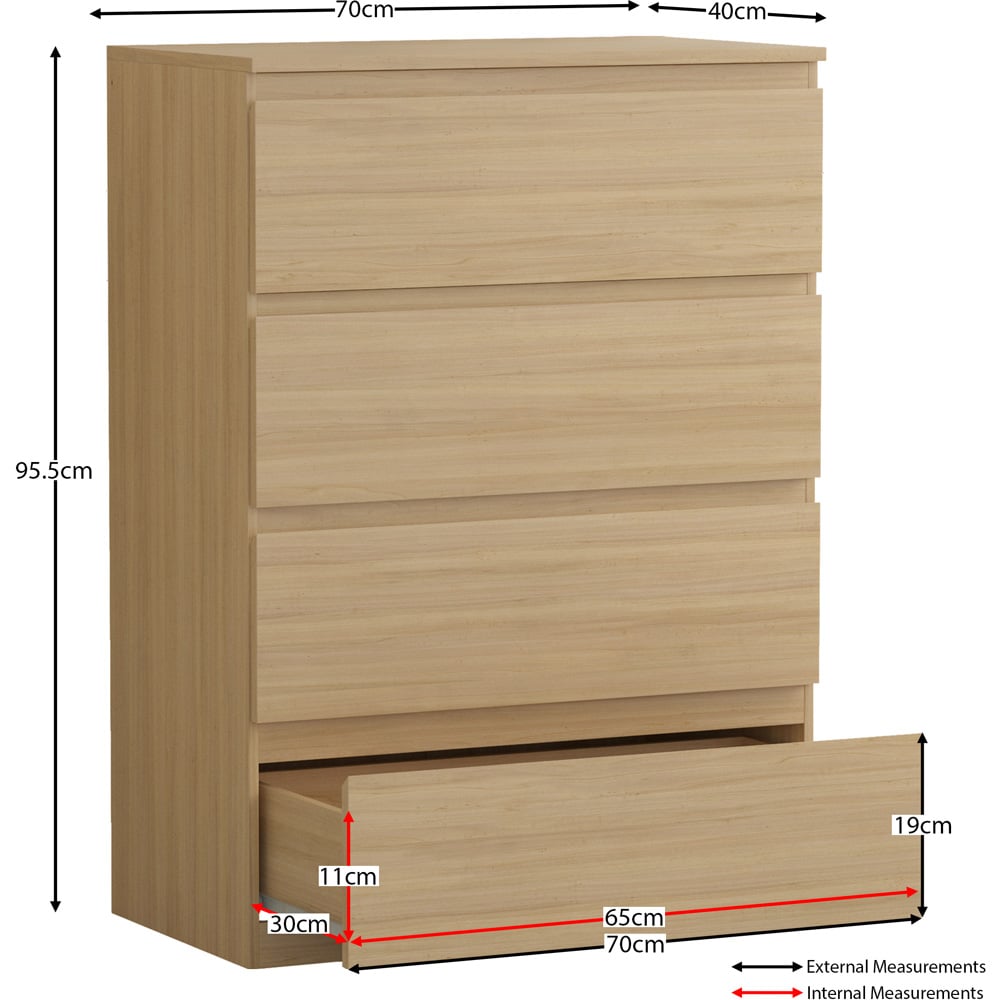 Vida Designs Denver 4 Drawer Pine Chest of Drawers Image 7