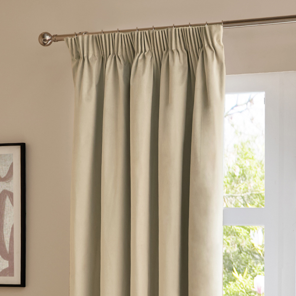 Furn The Ultimate Natural Velvet Blackout Pencil Pleat Curtains 229 x 137cm Image 4