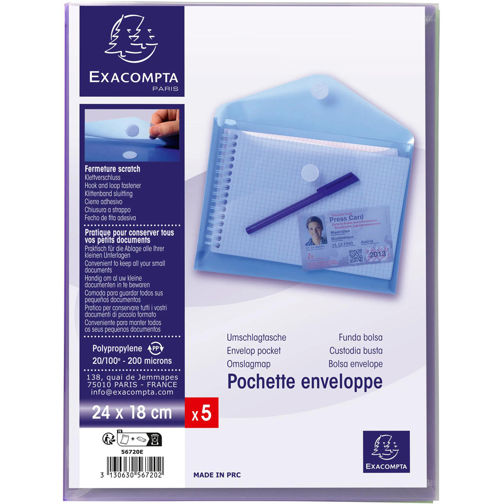 Exacompta A5 Assorted Colour Envelope Pocket 10 Pack Image 7