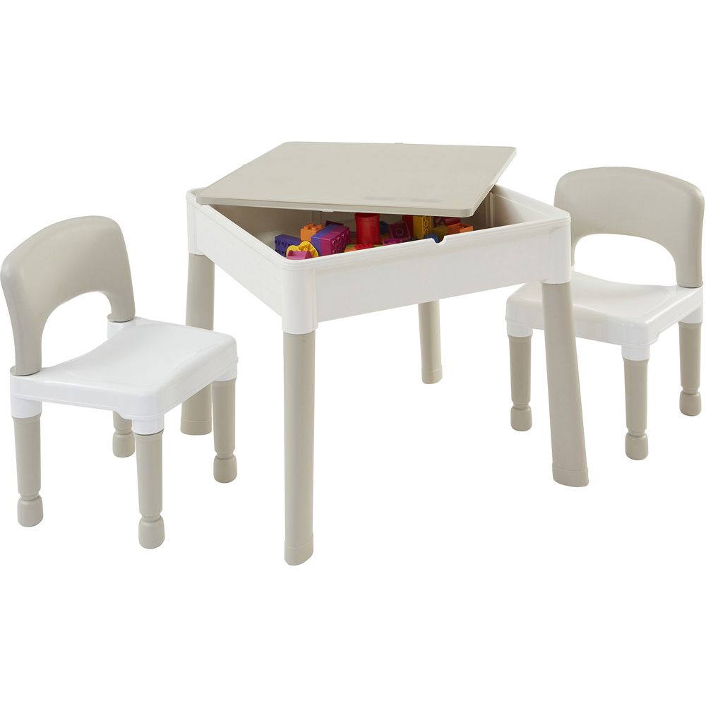 Liberty House Toys Kids 5-in-1 Grey and White Activity Table and 2 Chairs Set Image 3