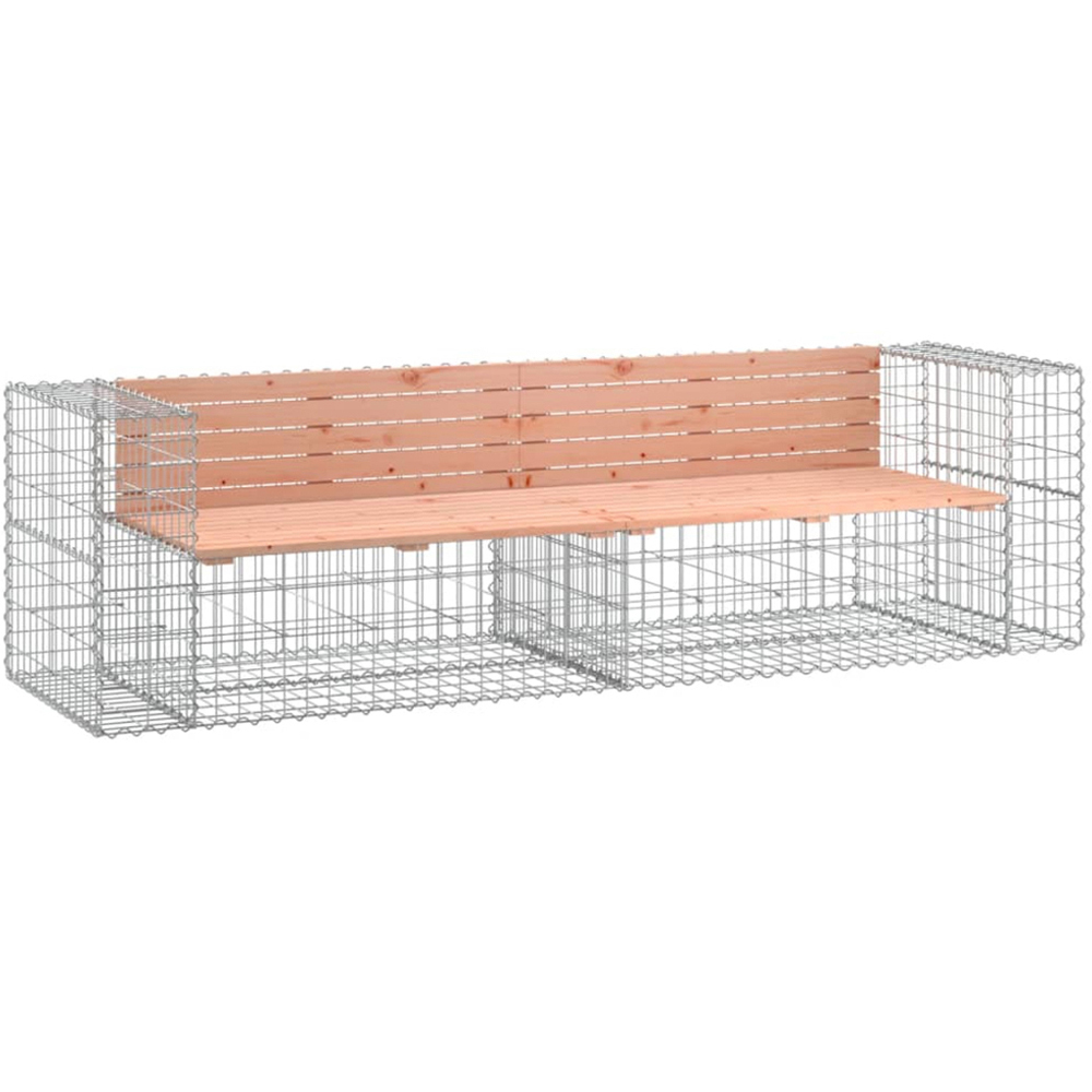 vidaXL 5 Seater Natural Douglas Solid Wood Gabion Garden Bench Image 1
