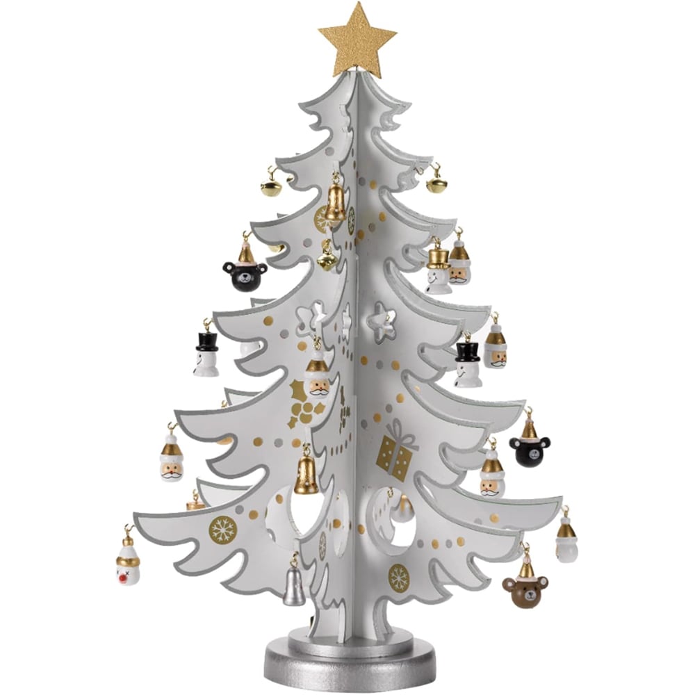 Marco Paul Silver and White Wooden Christmas Tree Image 1