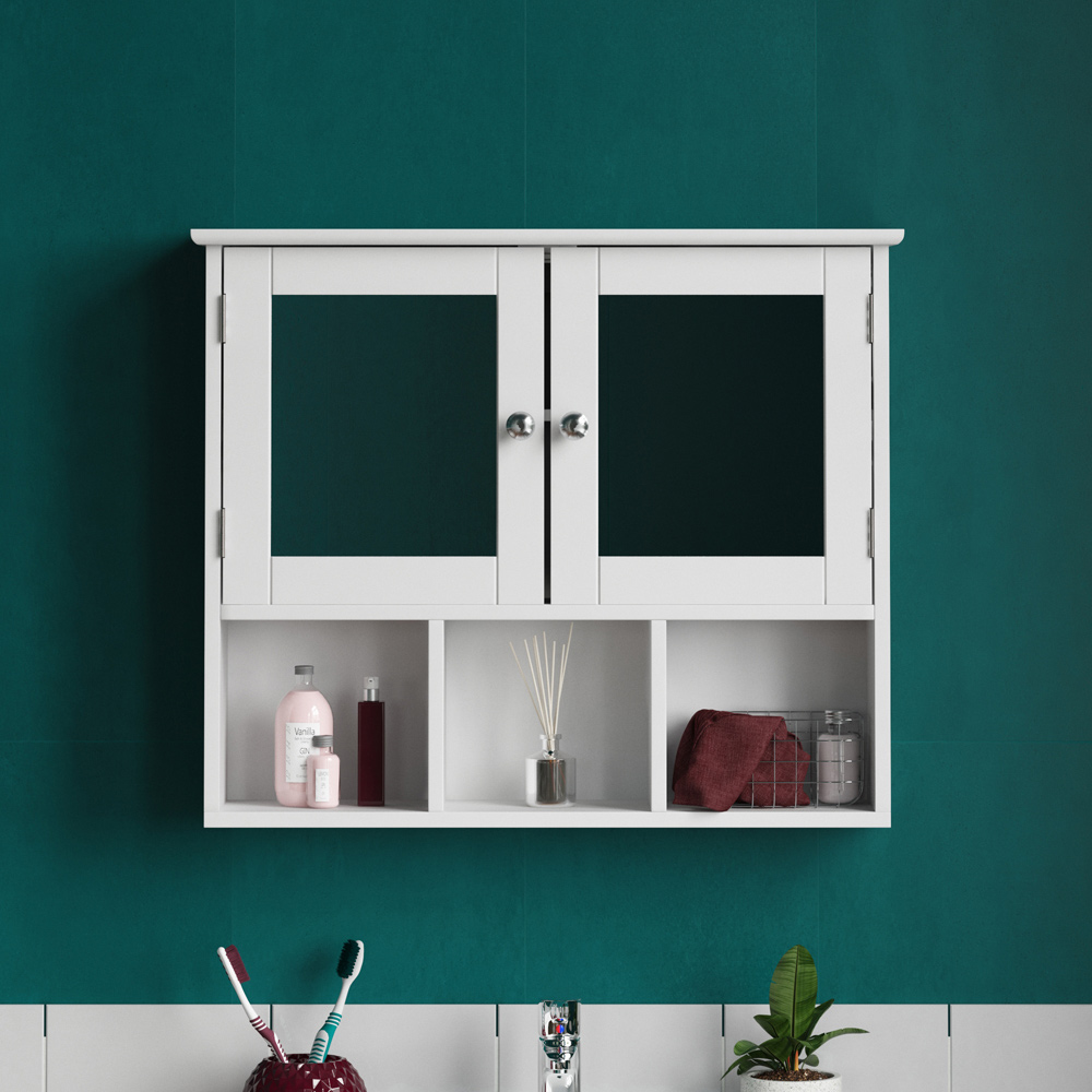 Lassic Bath Vida Priano White 2 Door Mirror Bathroom Cabinet Image 5