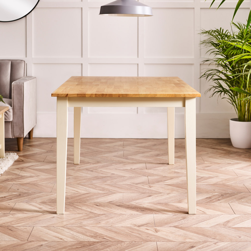 Furniturebox Salisbury 6 Seater Wooden Large Dining Table Oak and Cream Image 3