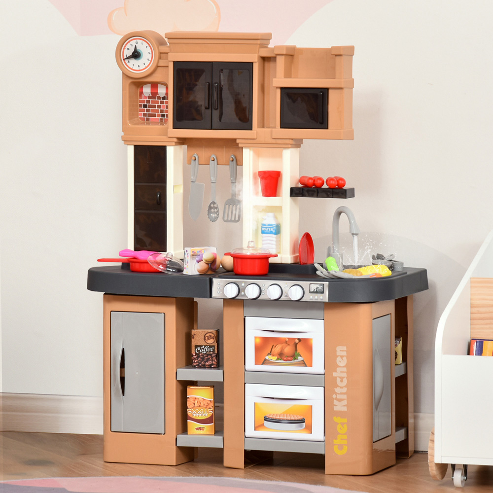HOMCOM Kids Kitchen Play Set with 58 Toy Accessories Image 2