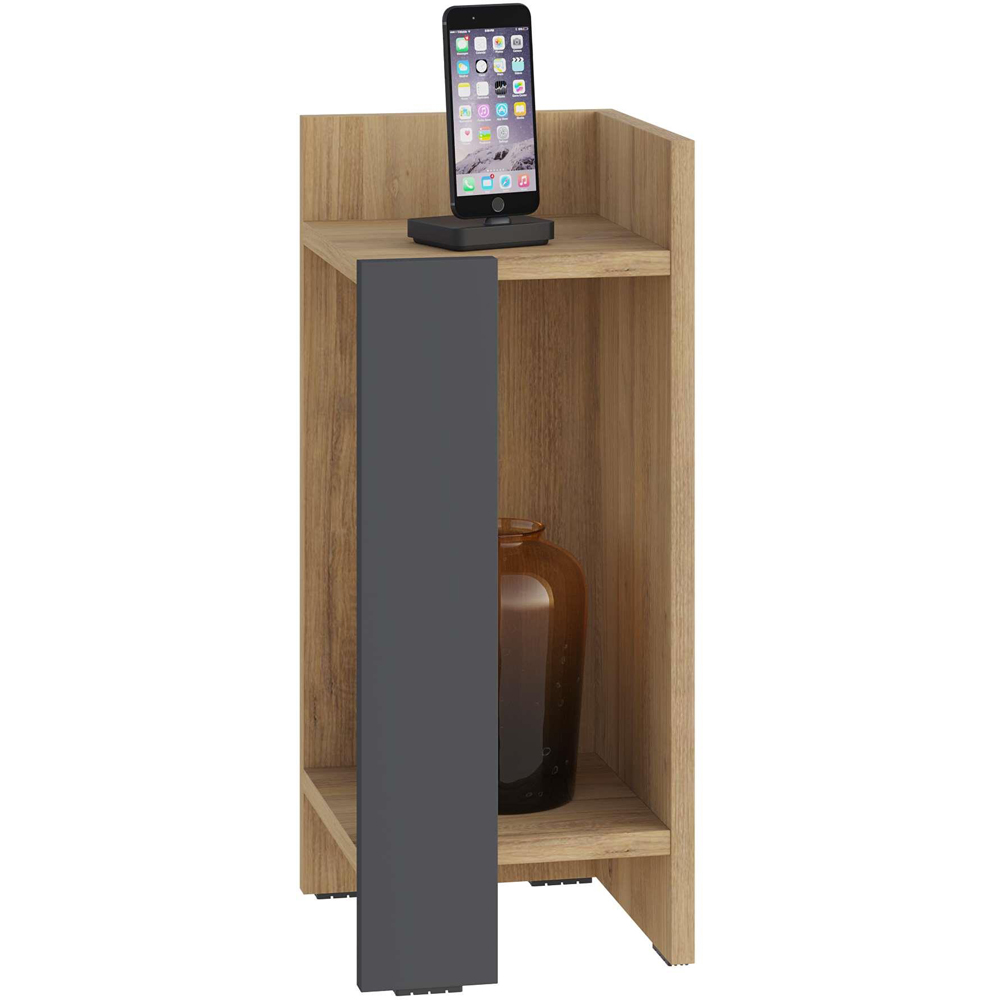 Decortie Elos Single Shelf Oak and Anthracite Grey Right Module Modern Bedside Table Image 2