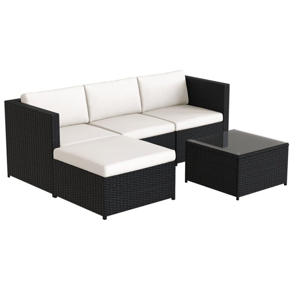 Rupert 4 Seater Black Rattan Outdoor L-Shape Corner Sofa Set Image 3