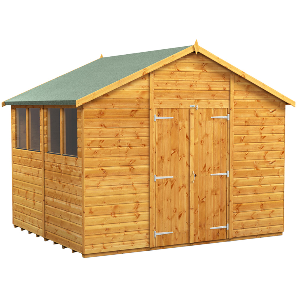 Power Sheds 8 x 10ft Double Door Apex Wooden Shed with Window Image 1