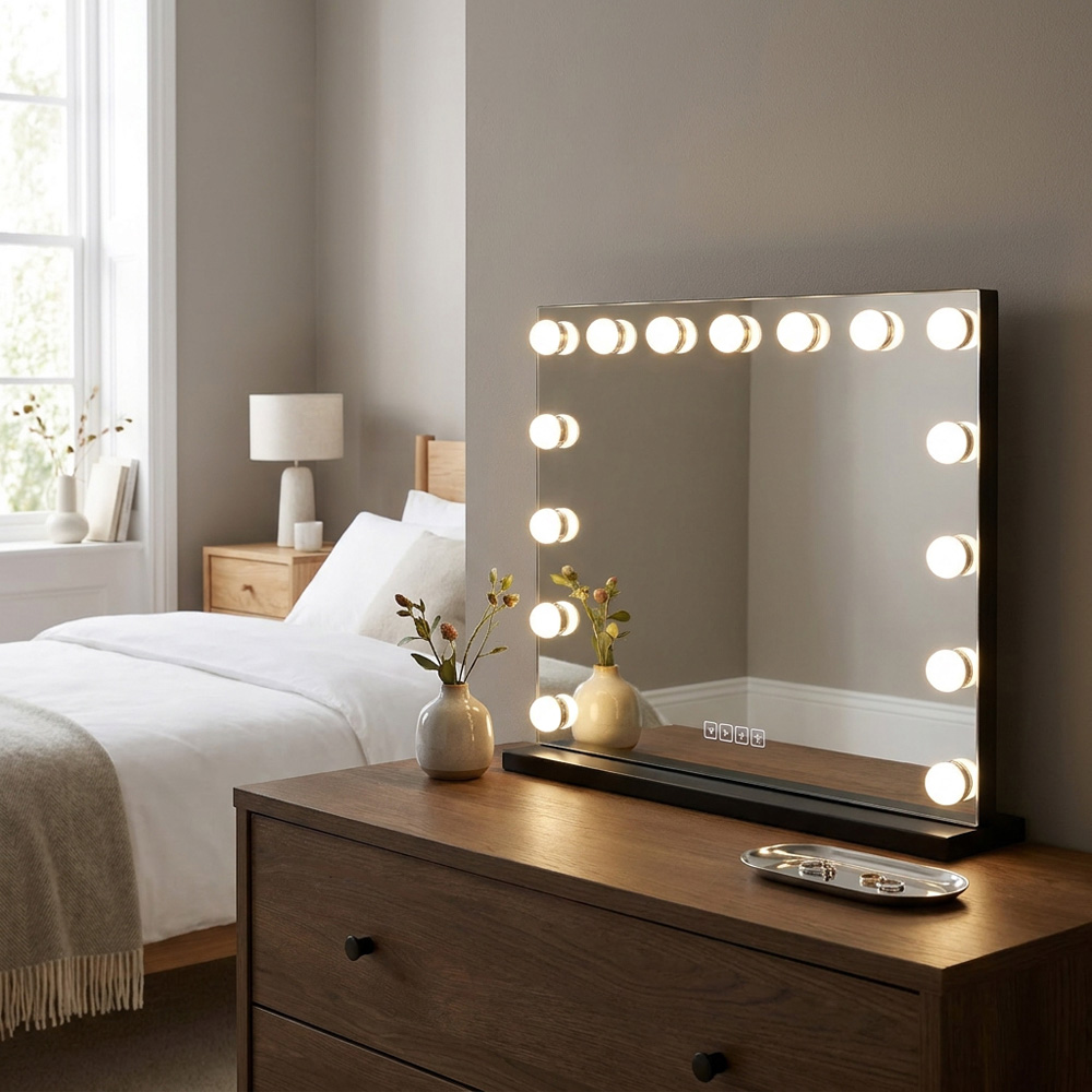 Hollywood LED Wireless Vanity Mirror Black Image 4