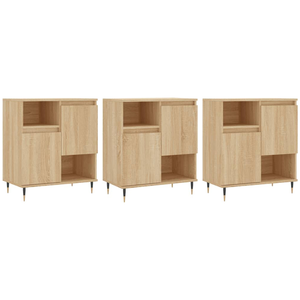 vidaXL 2 Door 2 Shelf Sonoma Oak Sideboard Set of 3 Image 2