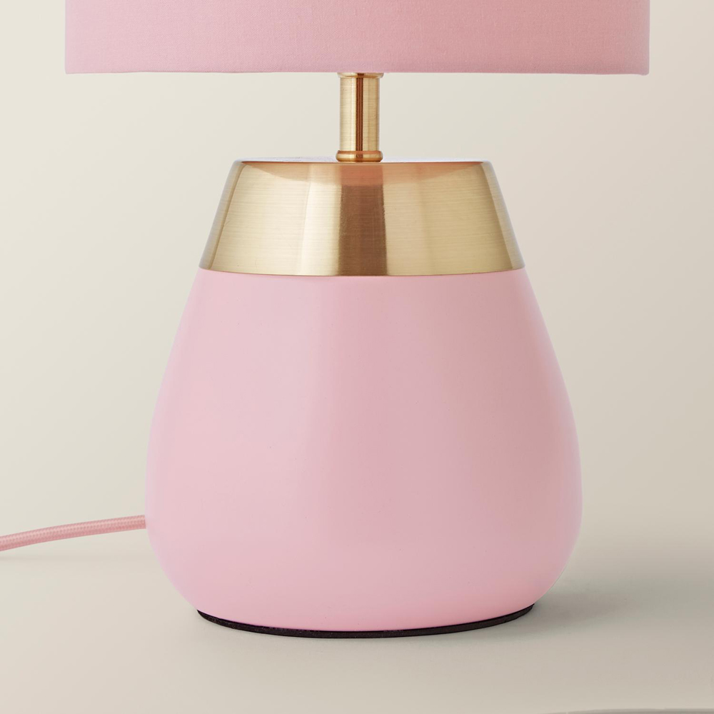 ValueLights Hurst Drum Shade Pink Touch Table Lamp with Bulb Image 4
