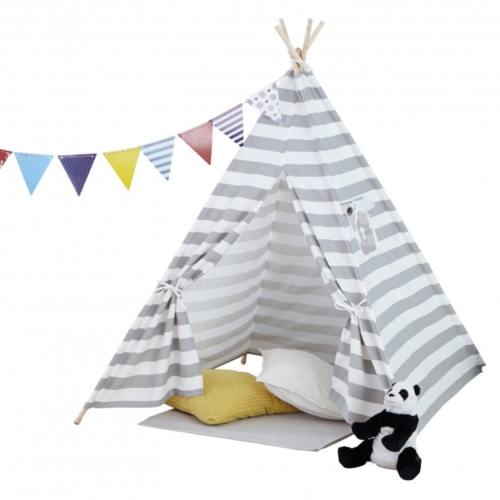 Neo Grey Canvas Kids Indian Tent TeePee Image 1