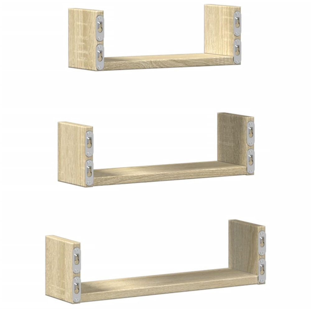 vidaXL 40 x 10 x 10.5cm Set of 3 Sonoma Oak Wall Shelf Image 5