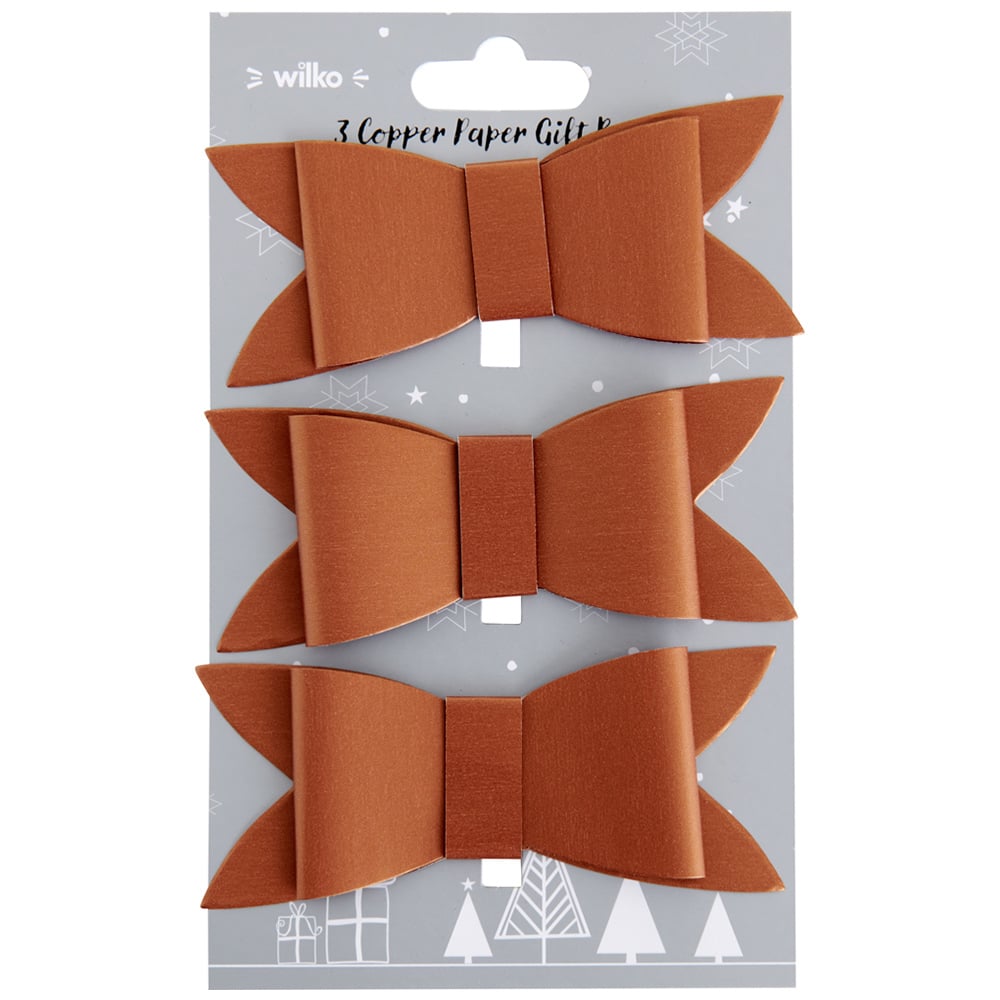 wilko Copper Paper Gift Bows 3 Pack Image 1